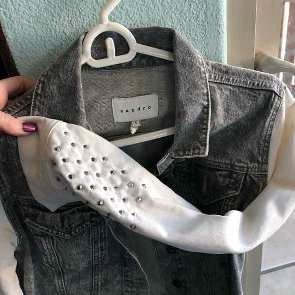Sandro grey and white jean jacket - Picture 5 of 6